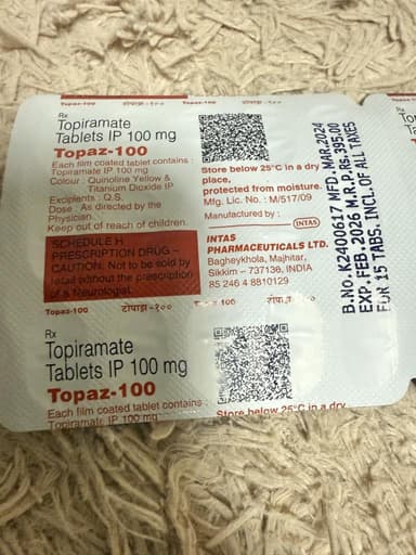 [トピナジェネリック]トパーズ100mg 【1箱150錠】 レビュー投稿画像 サムネイル