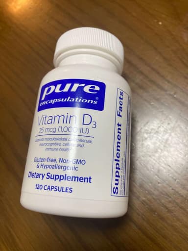 [pure encapsulations]ビタミンD3 25mcg(1000IU) 【1本120カプセル】 レビュー投稿画像 サムネイル