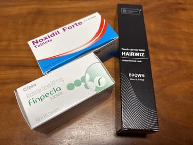 フィンペシア1mg(100錠1箱)＋ノキシジル10mg(100錠1箱)＋リグロースラボ ヘアウィズ タッチアップヘアカラー・ブラウン(20ml1本) 【1セット】 レビュー投稿画像 サムネイル