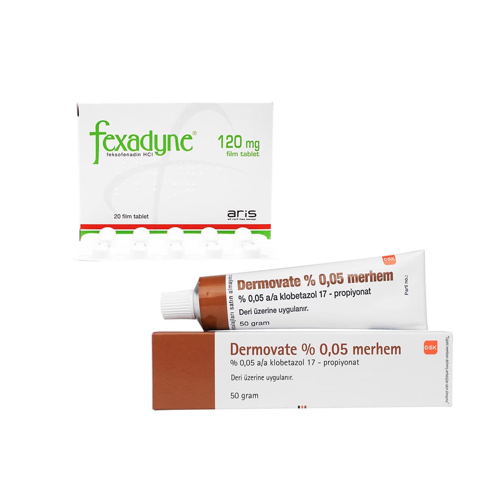 アレグラジェネリック120mg20錠3箱+デルモベート0.05%軟膏50g1本 【1セット】